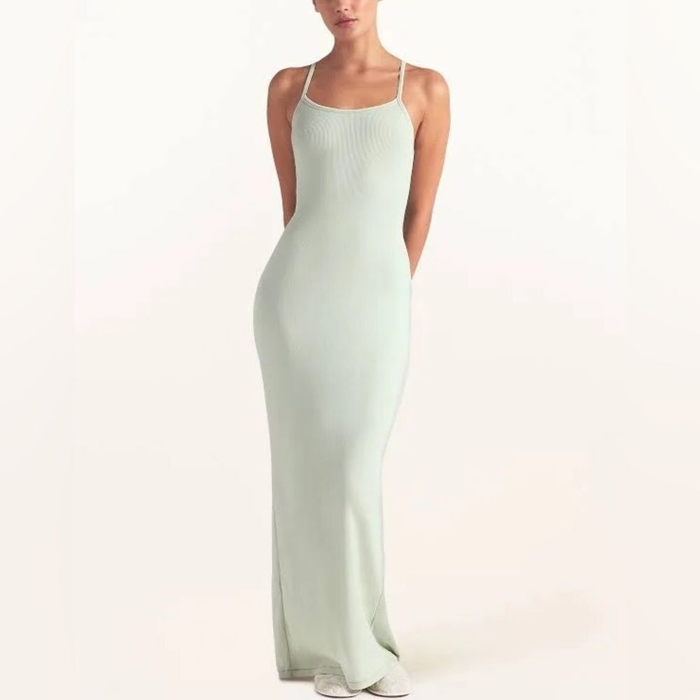 SKIMS COTTON RIB DRESS SMALL SPEARMINT - Picture 3 of 5